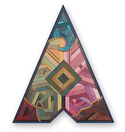 Holzmosaik "Quadrat im Dreieck" von Albert Ennemoser